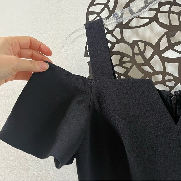 Eliza J Cold Shoulder V-Neck Jumpsuit in Black 2 NWOT - Picture 10 of 15